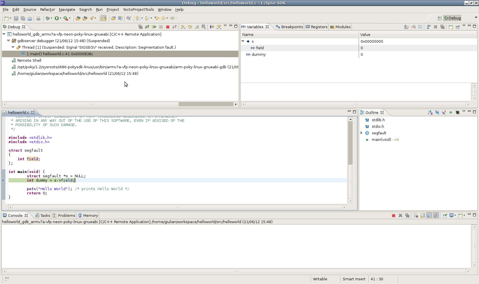 Segmentation Fault Run